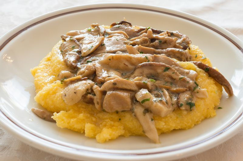 Polenta with Mushrooms, a typical Bergamo trattoria dish